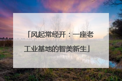风起常经开：一座老工业基地的智美新生
